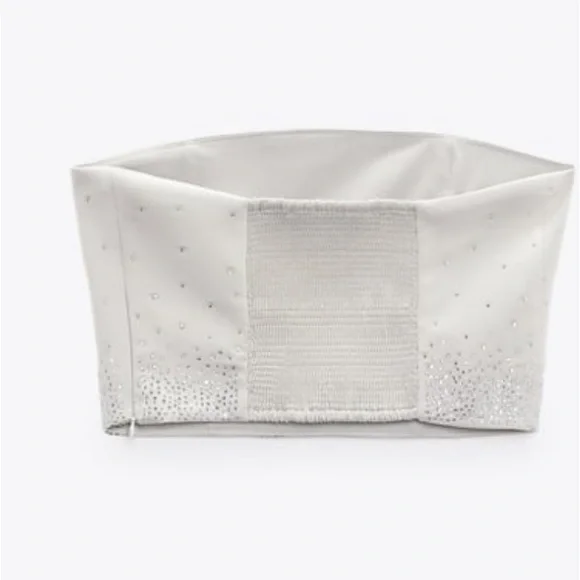 ZARA…. SHINY STRAPLESS  SATIN TOP - Picture 7 of 12